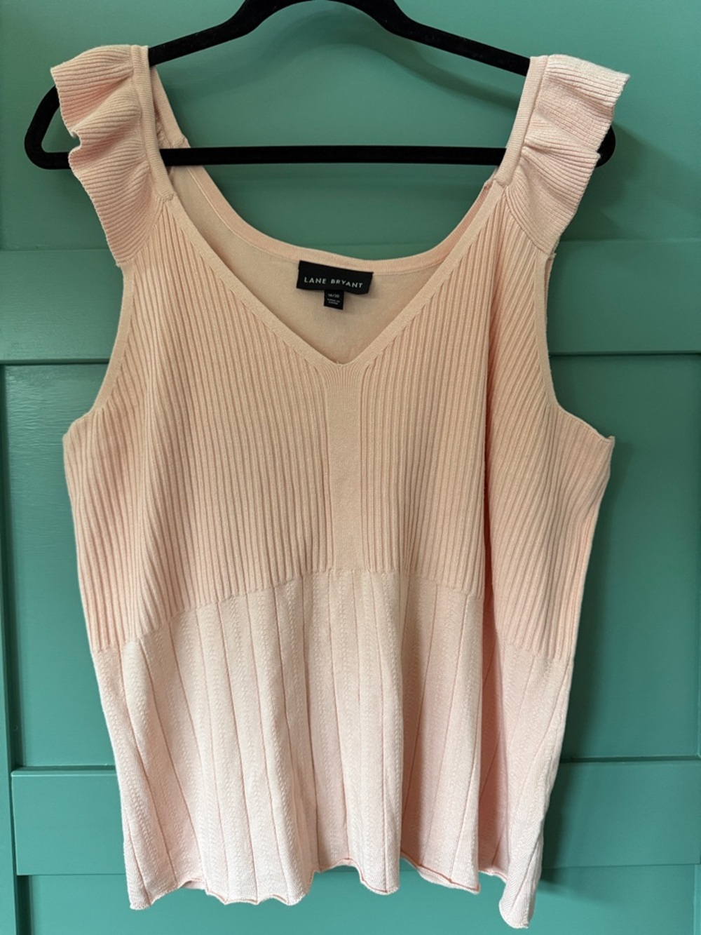 Lane Bryant Pale Pink Ribbed Flutter Sleeve Tank